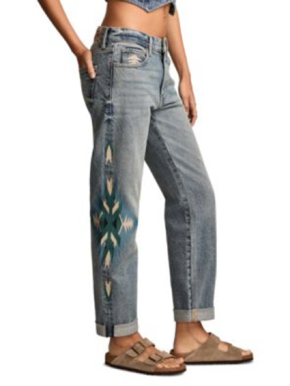 NWT! Special Edition Lucky Brand Gold Rush Legend Embroidered Mid Rise Boy Jeans